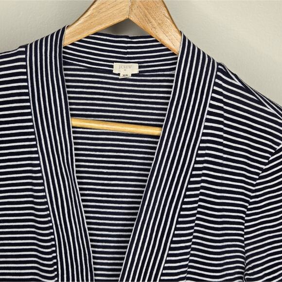J. CREW Blue & White Striped Open Front Long Sleeve Top Lightweight Cotton Sz XS - Picture 3 of 5